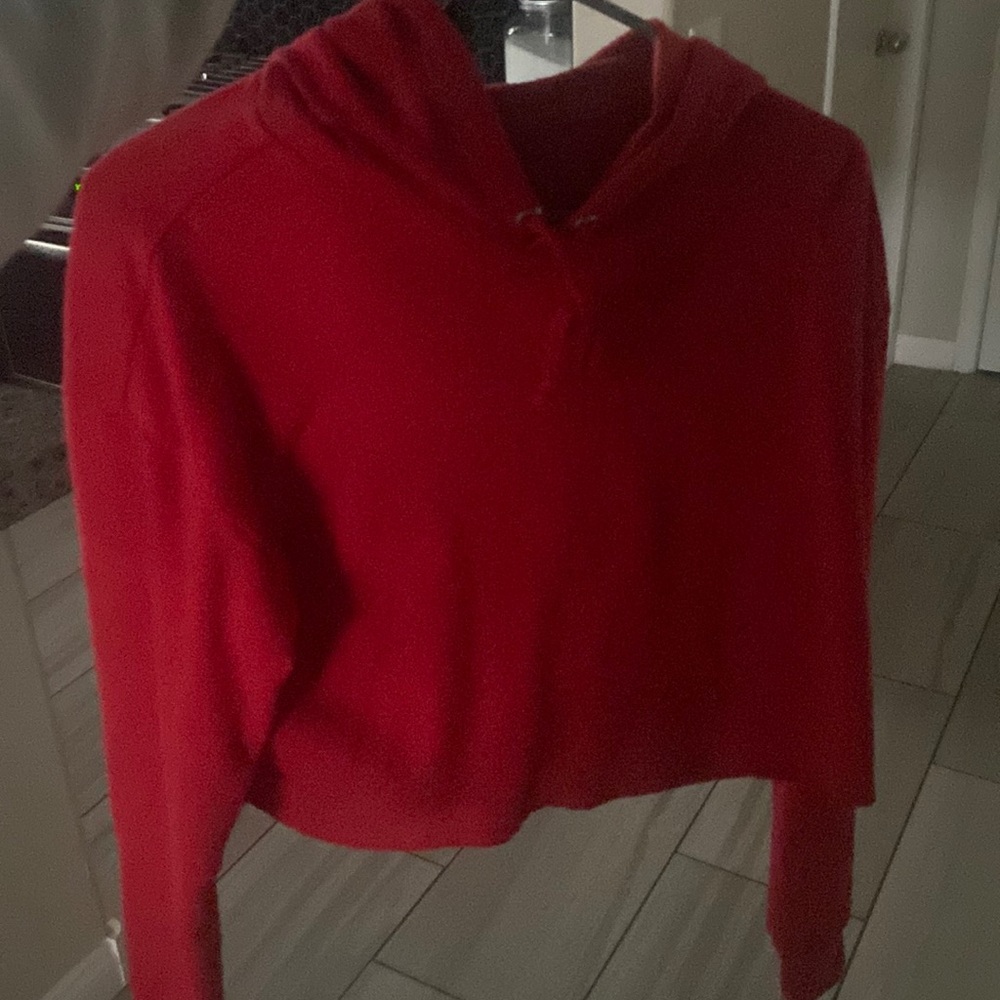 super soft red cropped hoodie